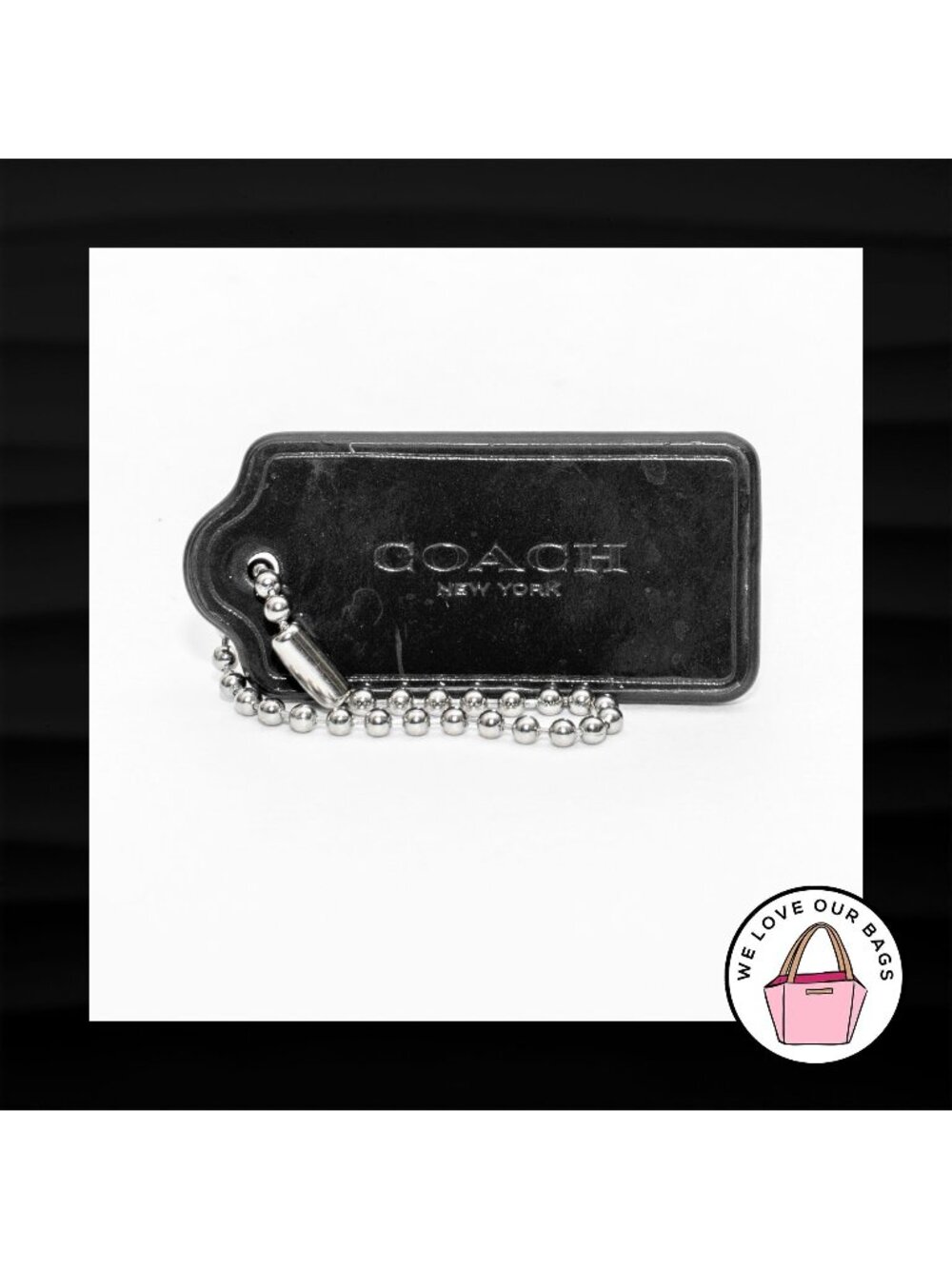 2" Medium COACH NEW YORK BROWN PATENT LEATHER KEY FOB BAG CHARM KEYCHAIN HANGTAG